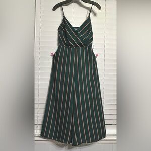 #11)  Jack by BB Dakota hunter-green with Red,yellow striped crop-Jumpsuit